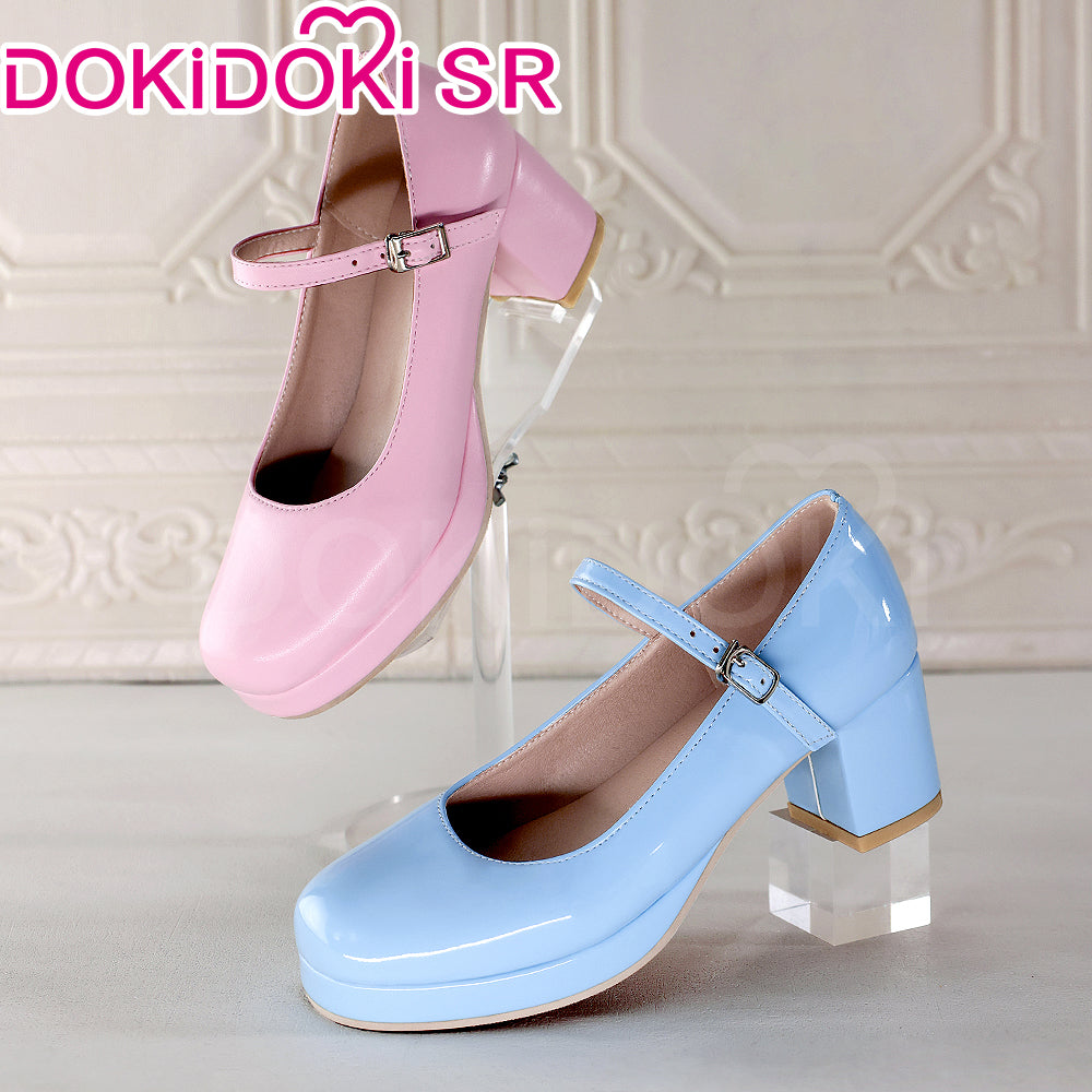DokiDoki-SR Anime Game Pink / Blue Preppy-Style Leather Shoes High heel