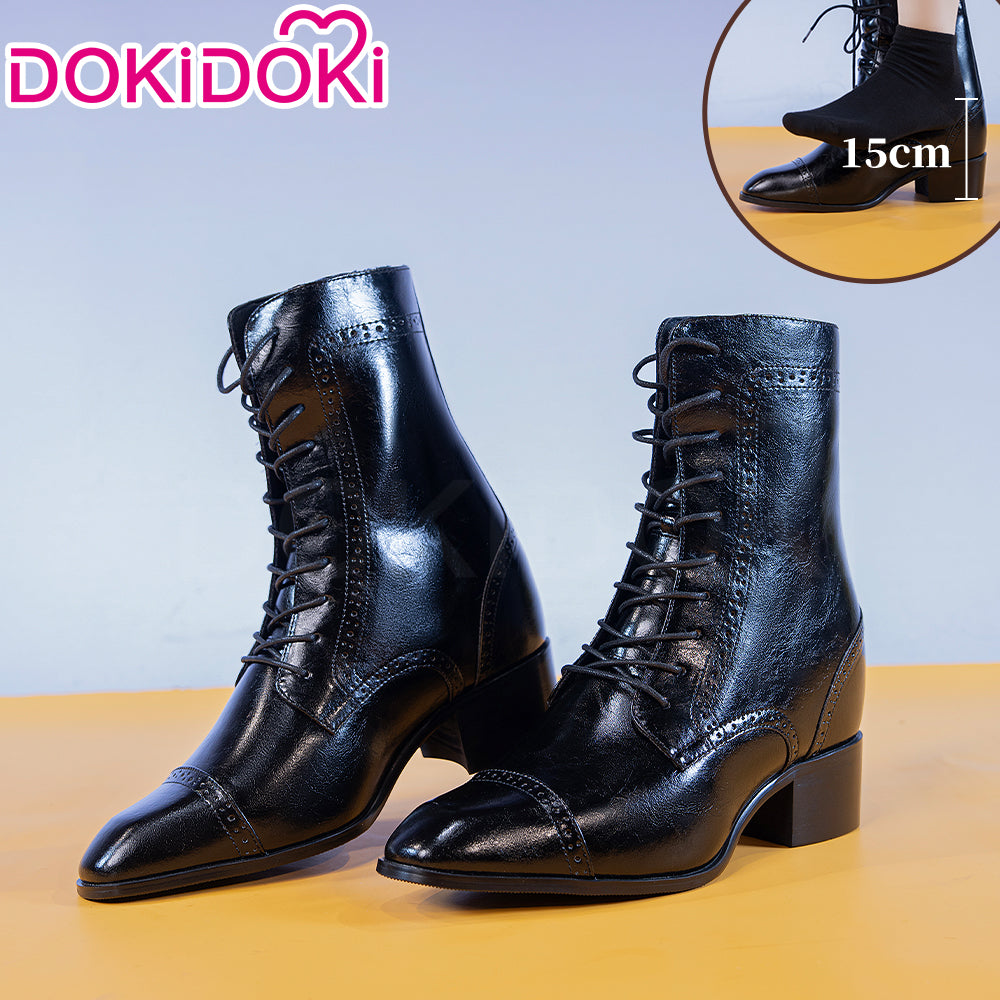 【In Stock】【15CM】DokiDoki Height Increasing Shoes / Elevator Shoes Black / Red Sole Bottom Leather Shoes