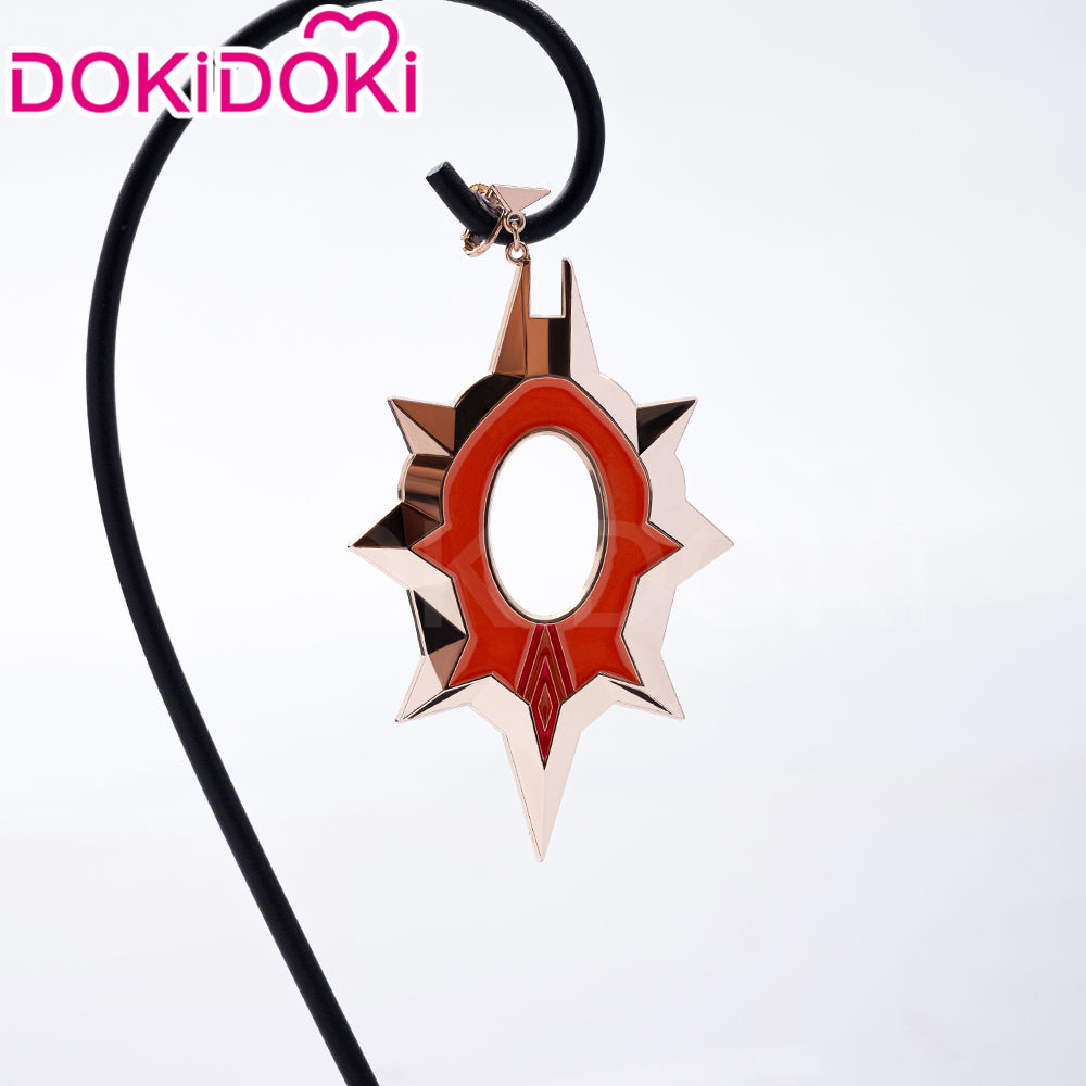 【Ready For Ship】DokiDoki Game Genshin Impact Cosplay Pyro Archon Mavuika Wig / Light Strips/ Wefts / Earclip / Glasses Natlan Long Curly Orange