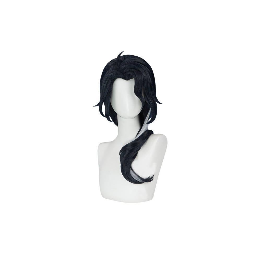 【Ready For Ship】DokiDoki Game Genshin Impact Cosplay Pantalone Wig / Glasses Short Curly Black Purple Hair Fatui Harbinger