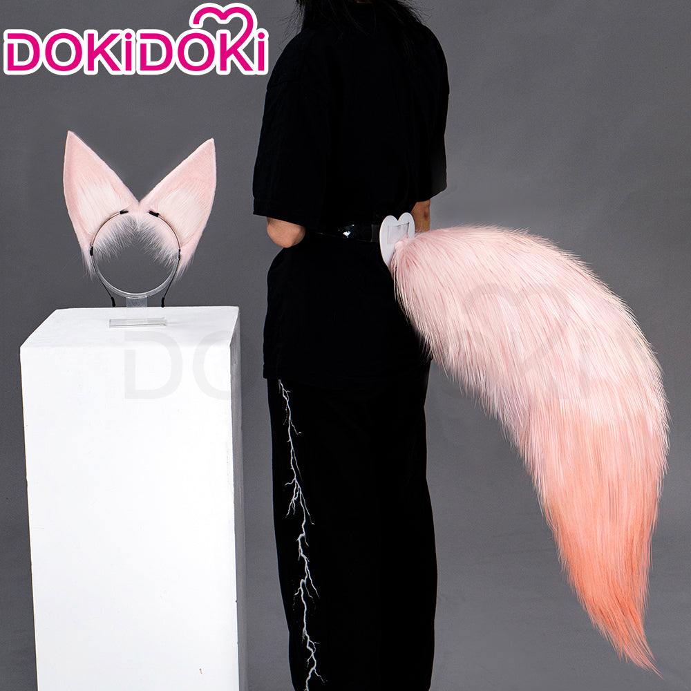 DokiDoki Game Honkai: Star Rail Cosplay Jiaoqiu Wig Long Straight Pink Hair / Ear / Tial  Jiao Qiu