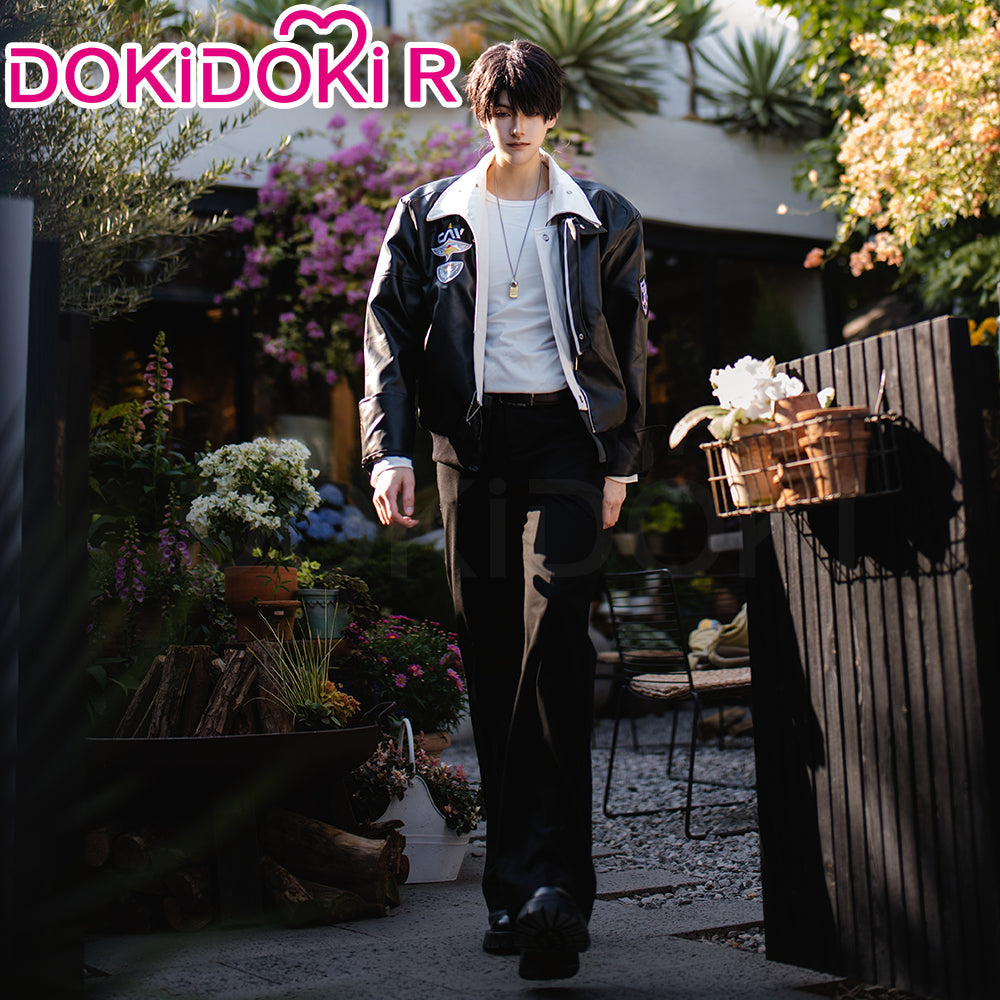 【In Stock】【Size S-2XL】DokiDoki-R Game Love and Deepspace Cosplay Caleb Costume Black Leather Jacket DAA Standard Uniform Aerospace