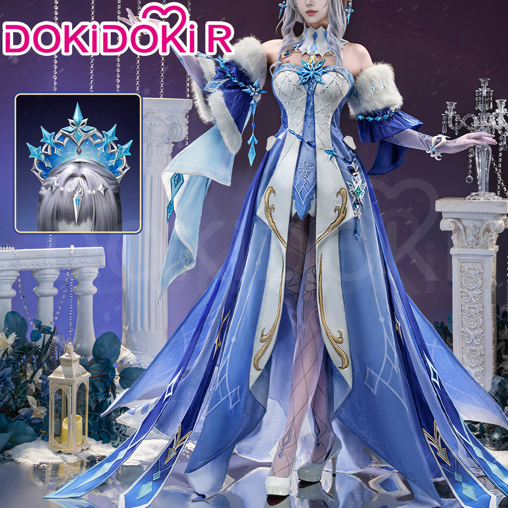 【Size XS-3XL】DokiDoki-R Game Genshin Impact Cosplay Tsaritsa Costume / Crown Anastasya Feodorovna Snezhnaya Sudden Snow