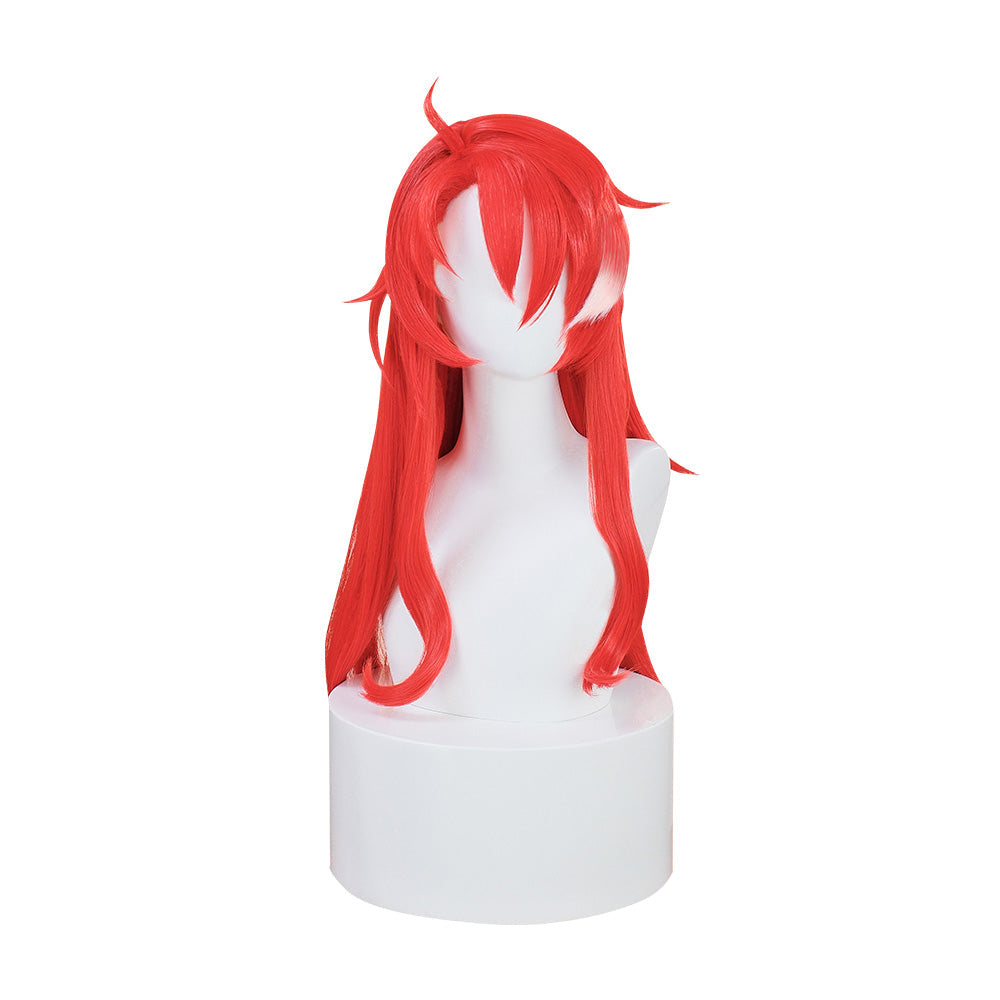 【Ready For Ship】DokiDoki Game Honkai: Star Rail Cosplay Argenti Wig Long Curly Red Hair / Earring / Cross
