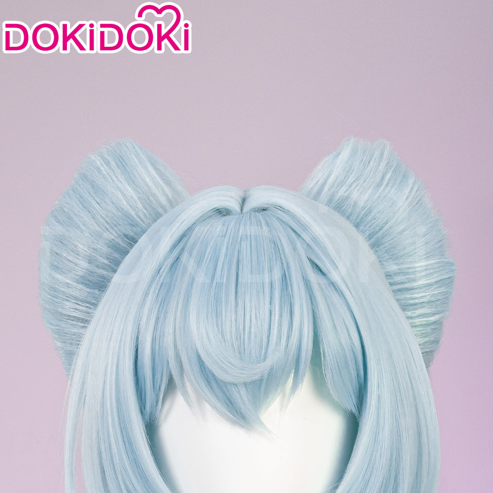 【Ready For Ship】DokiDoki Game Genshin Impact Cosplay Yumemizuki Mizuki Wig / Headwear / Ears Long Curly Blue Hair