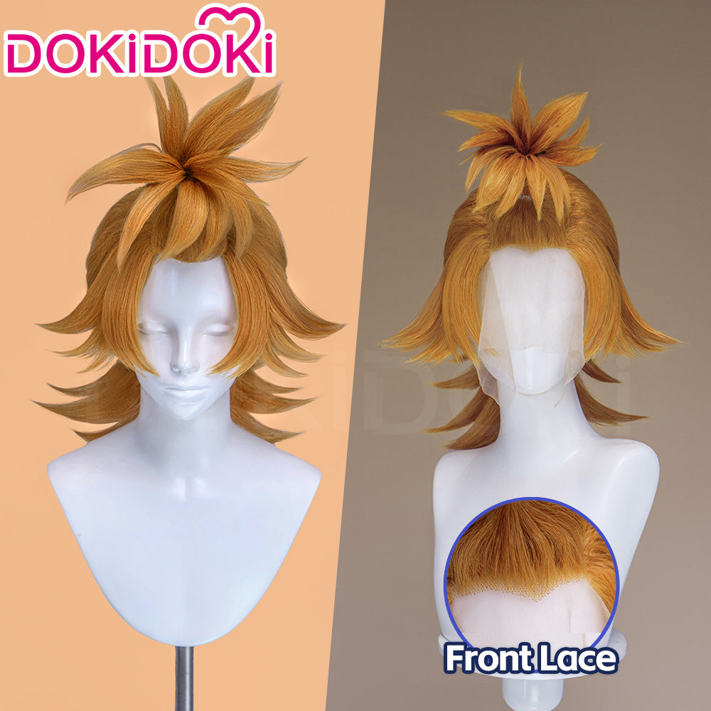 【Ready For Ship】【Front Lace】DokiDoki Anime GACHIAKUTA Cosplay Remlin Tysark Wig Long Orange Hair Upward Ponytail