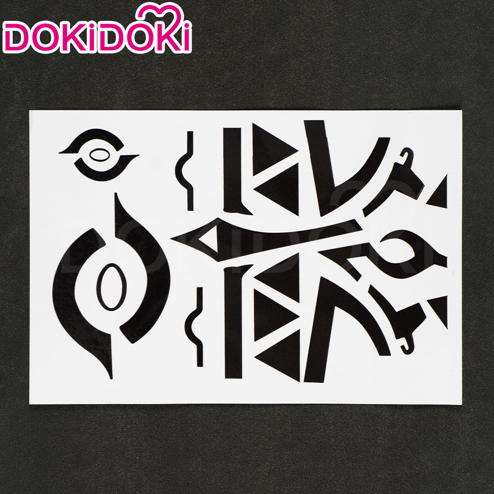 【Ready For Ship】DokiDoki Game Genshin Impact Ororon Cosplay Wig / Tattoo Sticker / Ears Long Straight Navy Blue Light Blue Highlights Hair Natlan