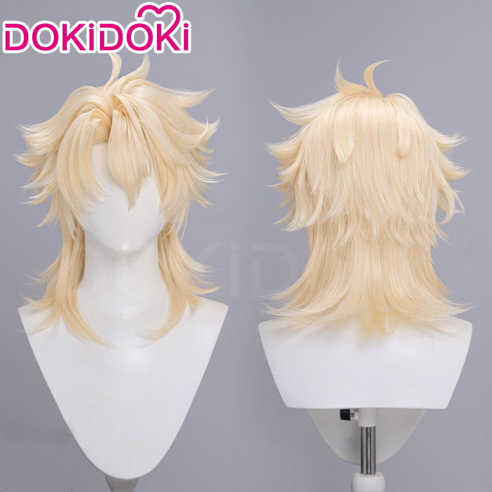 【Ready For Ship】DokiDoki Game Genshin Impact Cosplay Varka Wig Long Blond Hair Knight of Boreas Song of the Welkin Moon