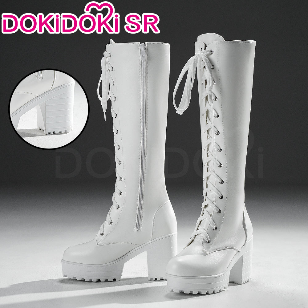 【Ready For Ship】【9CM】DokiDoki-SR Height Increasing Boots / Elevator Boots White Lace-up Boots