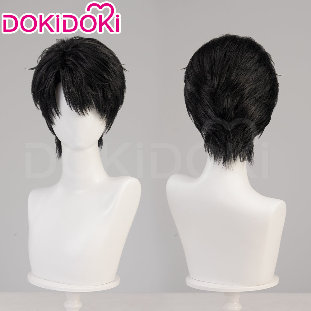 【US LOCAL SHIPPING 】DokiDoki Game Love And Deepspace Cosplay Caleb Wig Short Straight Black Brown Hair