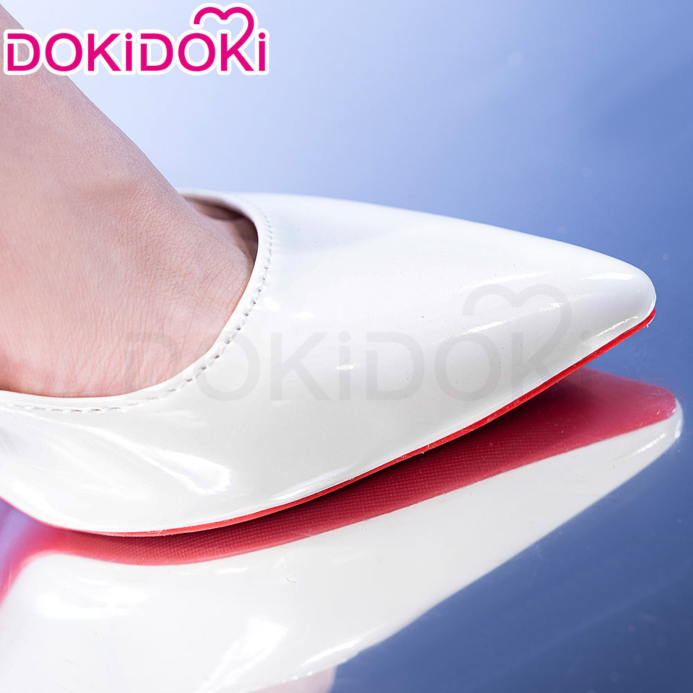 【7.5CM】DokiDoki Anime Game Cosplay Whte Shoes High Heels Red Sole