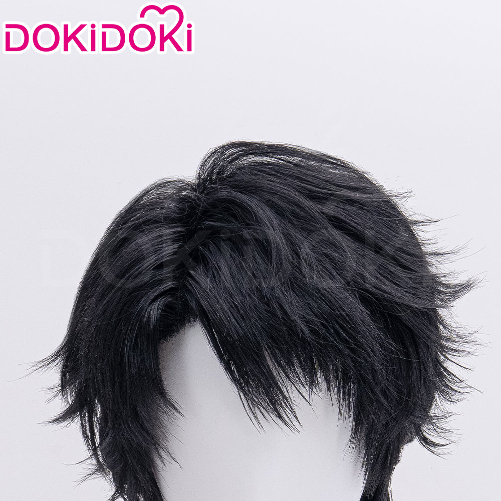 【Ready For Ship】DokiDoki Game Love And Deepspace Cosplay Caleb Wig / Necklace / Bracelet Short Straight Black Brown Hair Mullet Cosmic Horizon Wolf Cut