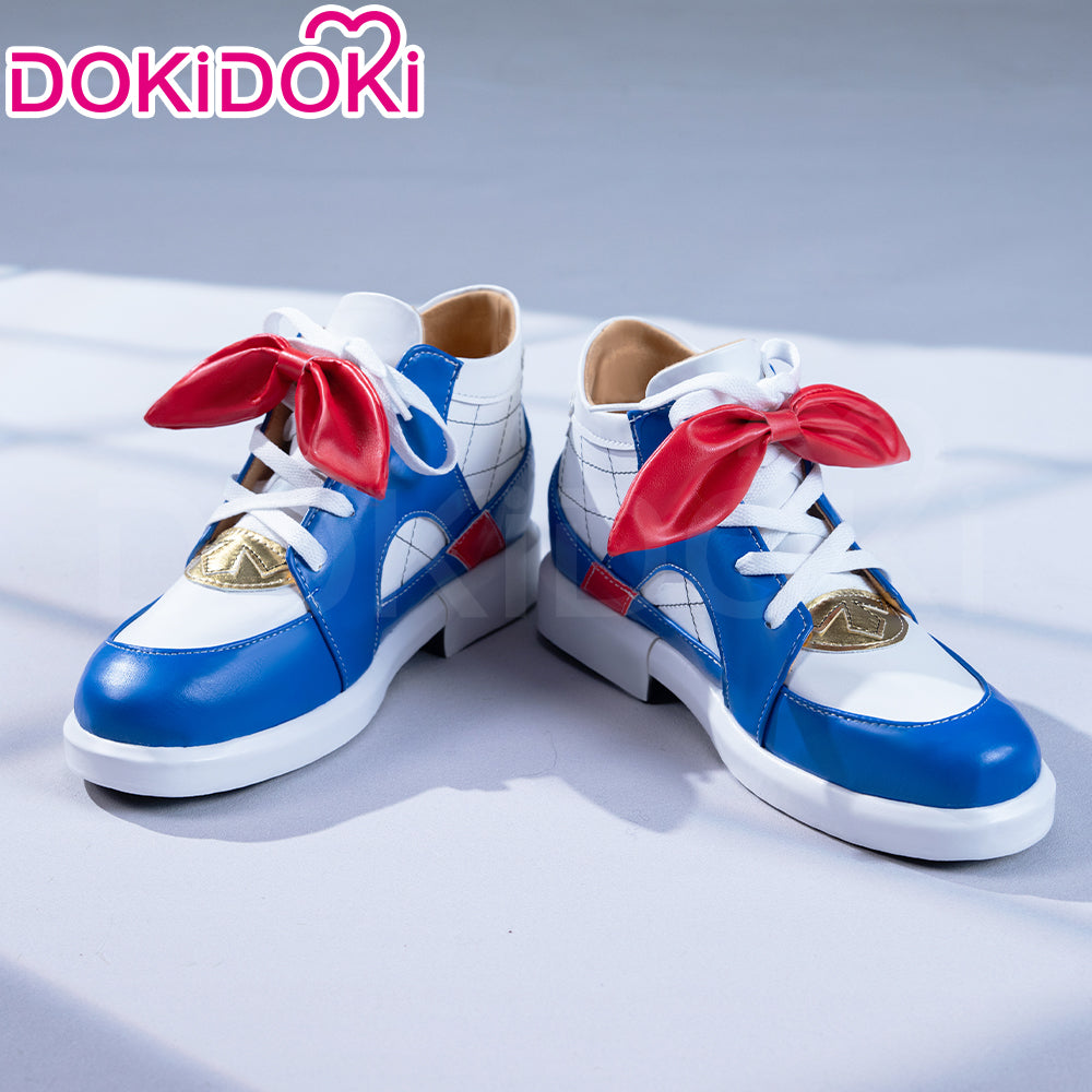 DokiDoki Game Cosplay Shoes Whte Blue Red Bow Boots
