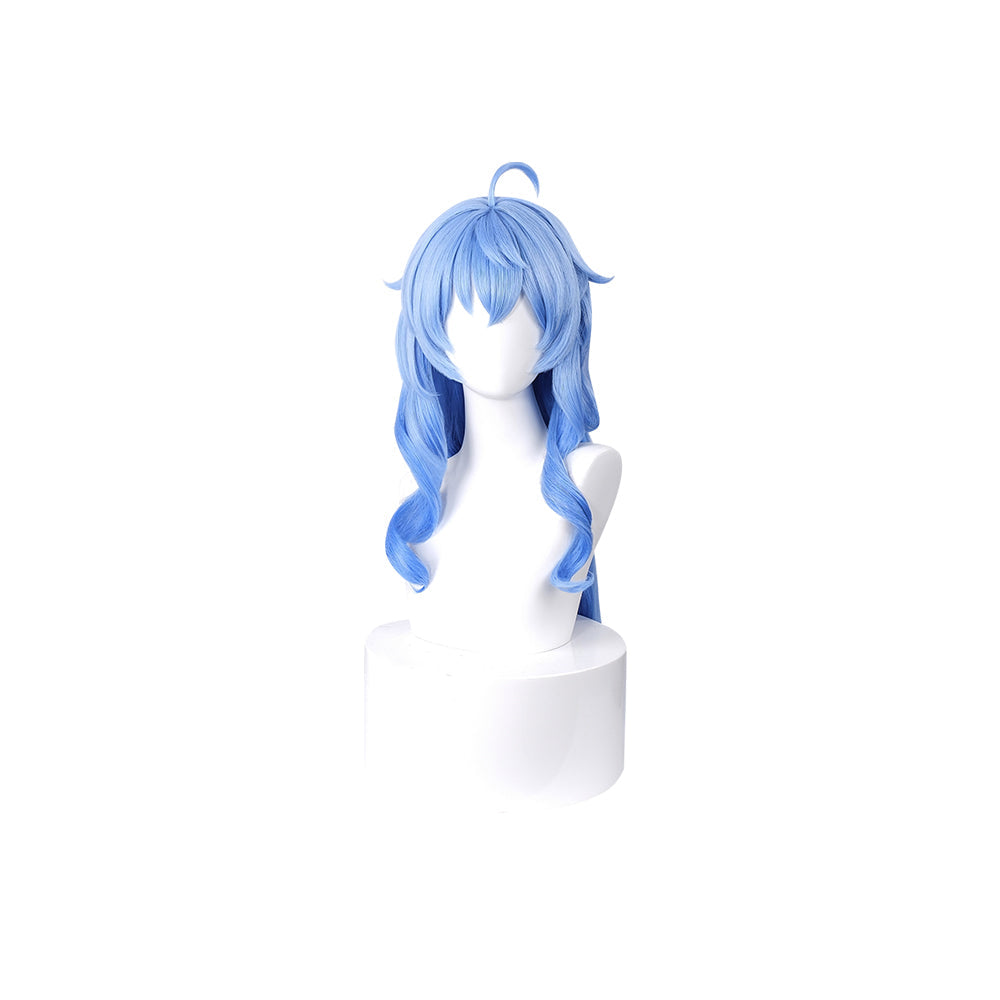 【Ready For Ship】DokiDoki Game Genshin Impact Cosplay Ganyu Gan Yu  Wig / Horn Women Long Blue Wig