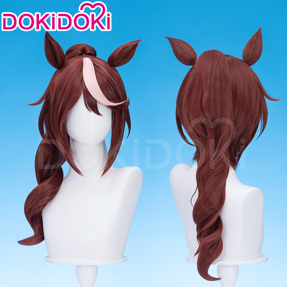 【Ready For Ship】DokiDoki Game Cosplay Wig / Tail Long Curly Brown Hair Ponytail