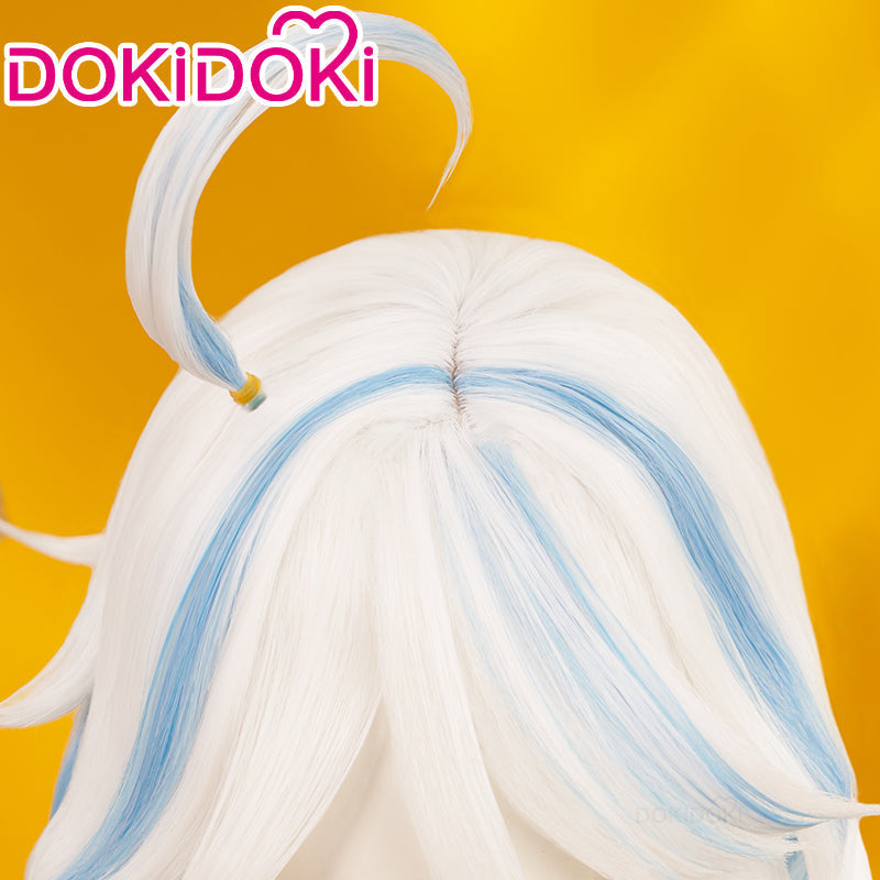【US/EU LOCAL SHIPPING 】【Long Ver. 】DokiDoki Game Genshin Impact Cosplay Fontaine Focalors Wig Long White Blue Curly Wig Furina Fake Eyelashes