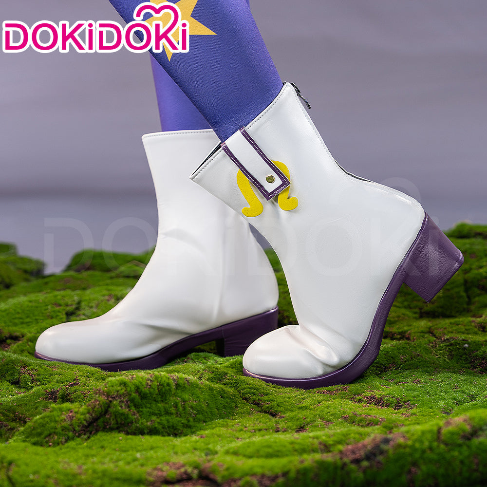 DokiDoki Anime Game Cosplay White Shoes Mid-Calf Boots