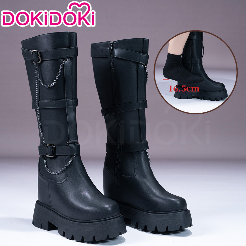 【16.5 CM】DokiDoki Height Increasing Shoes / Elevator Shoes Knee-high Boots Black Invisible Thick-Soled Platform Shoes