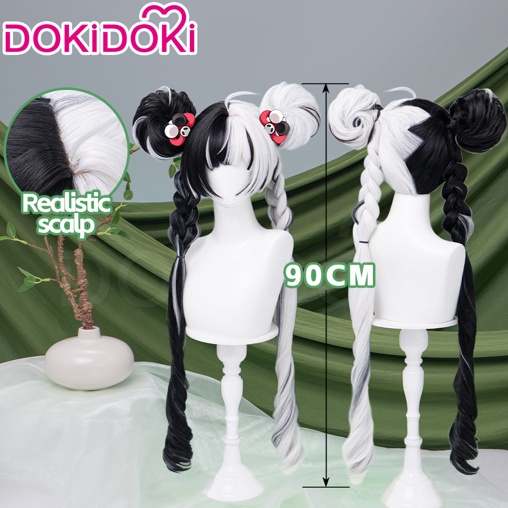 【Ready For Ship】DokiDoki Game Zenless Zone Zero Cosplay Dialyn Wig Long Black White Hair Double Braids