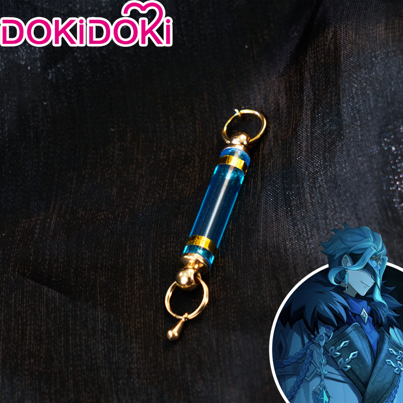 【Ready For Ship】DokiDoki Game Genshin Impact Fatui Harbinger Cosplay  Il Dottore Wig / Earrings Short Curly Blue