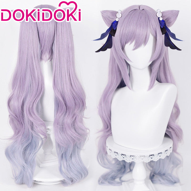 DokiDoki Game Genshin Impact Keqing Cosplay Wig Opulent Splendor Ke Qing Gradient Ver Long Curly Purple