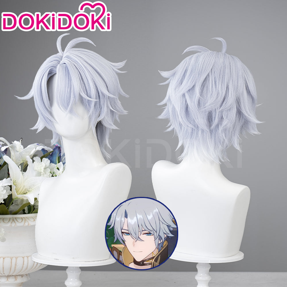 【Partially Ready For Ship】DokiDoki Game Honkai: Star Rail Cosplay Phainon Wig / Weft / Tattoo /  Ear Clips Short Straight Silver Hair Darkening