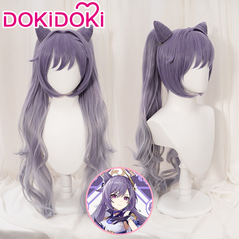【Ready For Ship】DokiDoki Game Genshin Impact Keqing Cosplay Wig Ke Qing Gradient Ver