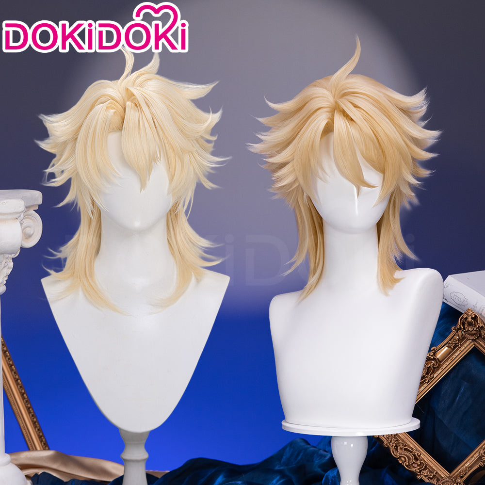 【Ready For Ship】DokiDoki Game Genshin Impact Cosplay Varka Wig Long Blond Hair Knight of Boreas Song of the Welkin Moon