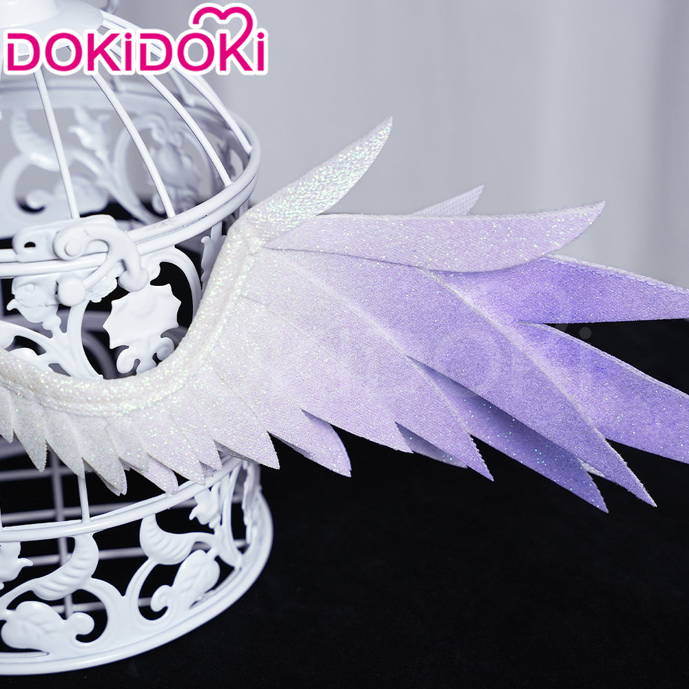 【Ready For Ship】DokiDoki Game Honkai: Star Rail Cosplay Robin Wig Long Curly Blue Gradient Hair / Earring / Ear Feather Hair Clips/ Wreath Headpiece