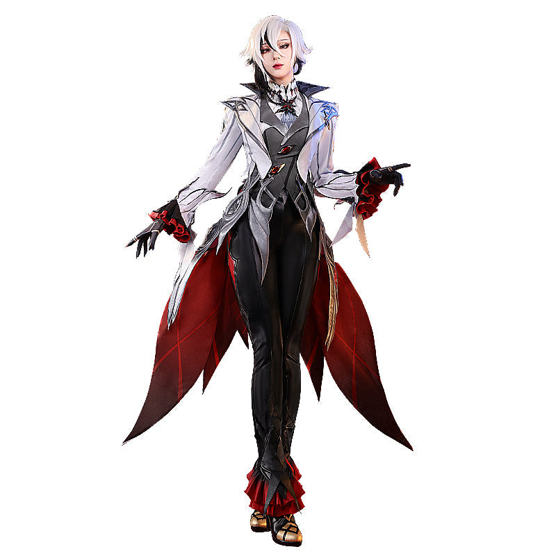 【US/EU LOCAL SHIPPING 】【Size S-2XL】DokiDoki-SR Game Genshin Impact Fontaine Fatui Harbinger Cosplay The Knave Arlecchino Costume / Wig