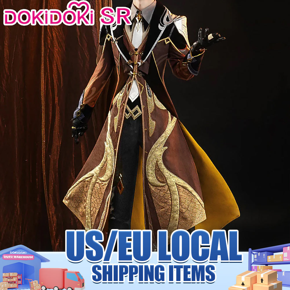 【US/EU LOCAL SHIPPING 】【Size S-3XL】DokiDoki-SR Game Genshin Impact Zhong Li Cosplay Zhongli Costume / Wig