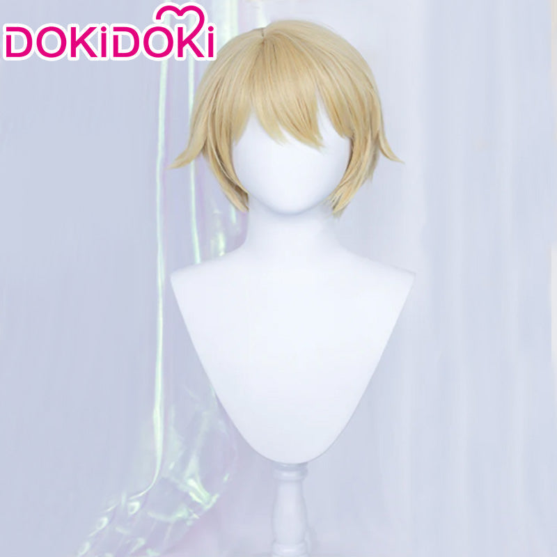 【Ready For Ship】DokiDoki Game Genshin Impact Cosplay Dainsleif Cosplay Wig  Men Short Golden