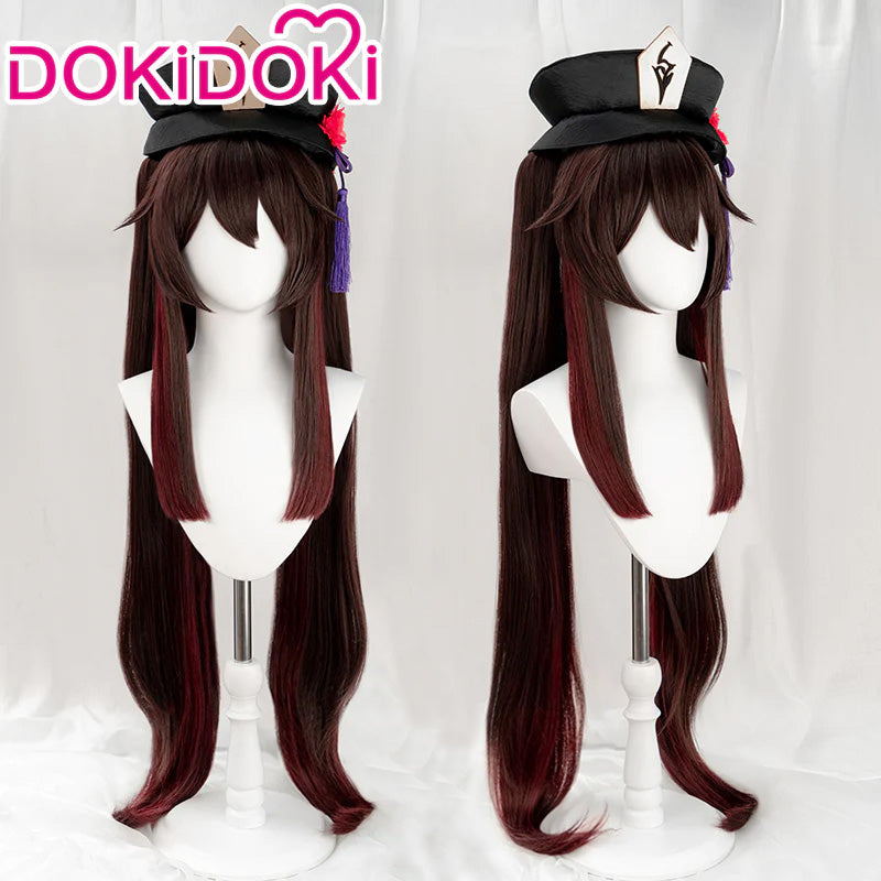 DokiDoki Game Genshin Impact Hutao Cosplay Wig Hu Tao Dark Brown