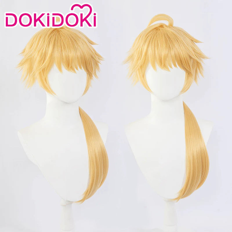 【Ready For Ship】DokiDoki Game Genshin Impact Cosplay Thoma Wig Long Golden