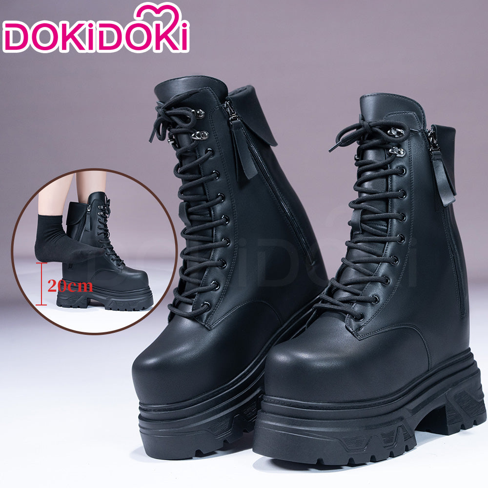 【20 CM】DokiDoki Height Increasing Shoes / Elevator Shoes Black Boots Invisible Thick-Soled Platform Shoes