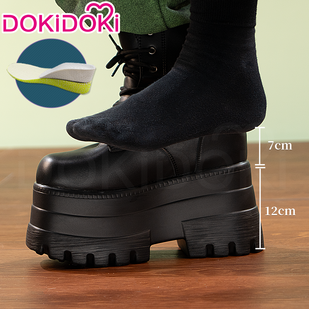 【19 CM】DokiDoki Height Increasing Shoes / Elevator Shoes Martin Boots Black White Invisible Thick-Soled 19 CM Platform Shoes