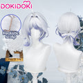 DokiDoki Game Genshin Impact Cosplay Aksinya Wig Short Silver Purple Highlight Hair Court Jester Snezhnaya
