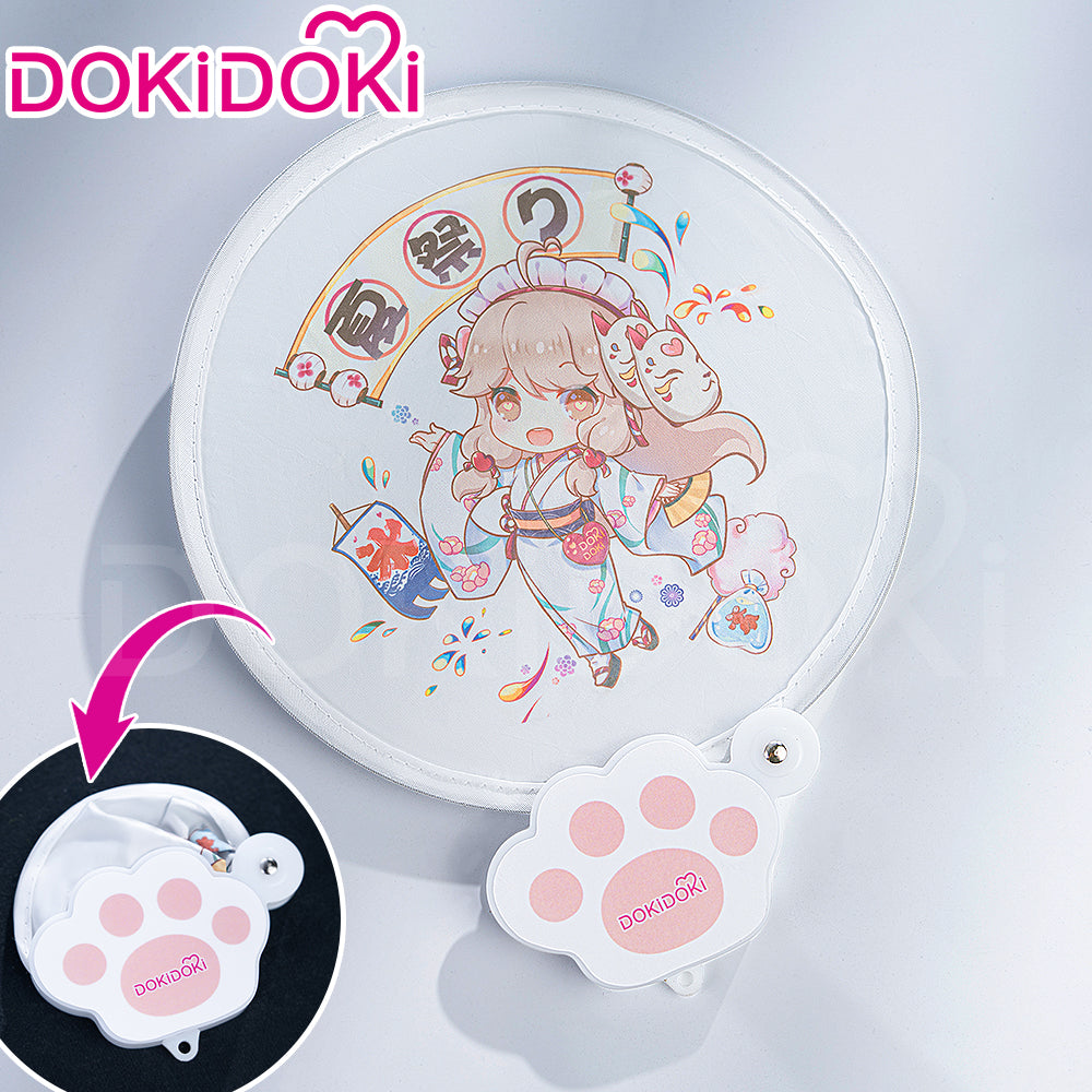 DokiDoki Prop Portable Round Reflective Folding Fan 2-in-1 Folding Fan & Reflector