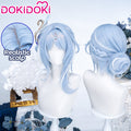DokiDoki Game Genshin Impact Cosplay Odette Wig Long Blue White Highlight Hair Buns Snezhnaya
