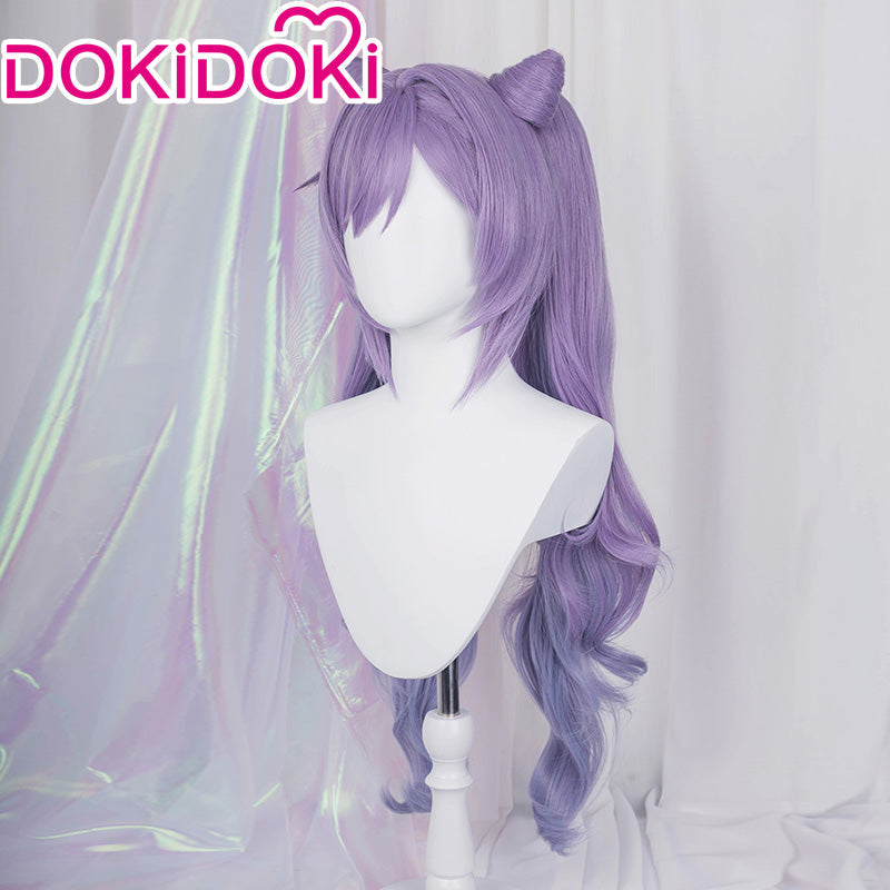 【Ready For Ship】DokiDoki Game Genshin Impact Keqing Cosplay Wig Ke Qing Long Curly Purple Wig
