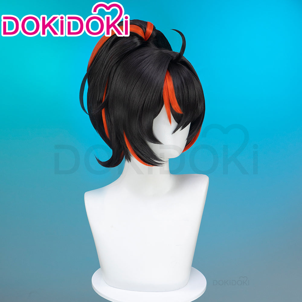 【Ready For Ship】DokiDoki Game Zenless Zone Zero Cosplay Zhu Yuan Wig Long Straight Black Orange Highlight Hair Ponytail Zhuyuan