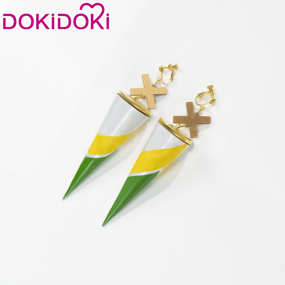 【Ready For Ship】DokiDoki Game Genshin Impact Cosplay Kinich Wig Short Black Green / Yellow Highlights Hair / Tattoo Sticker / Ear Clip / Head Accessories /  Weft Natlan