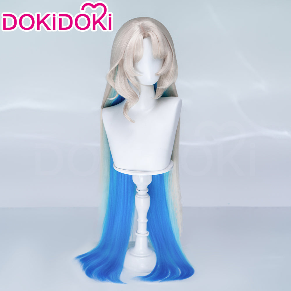 【Ready For Ship】【110CM】DokiDoki Game Genshin Impact Cosplay Aria Wig Long Light Blonde Blue Hair