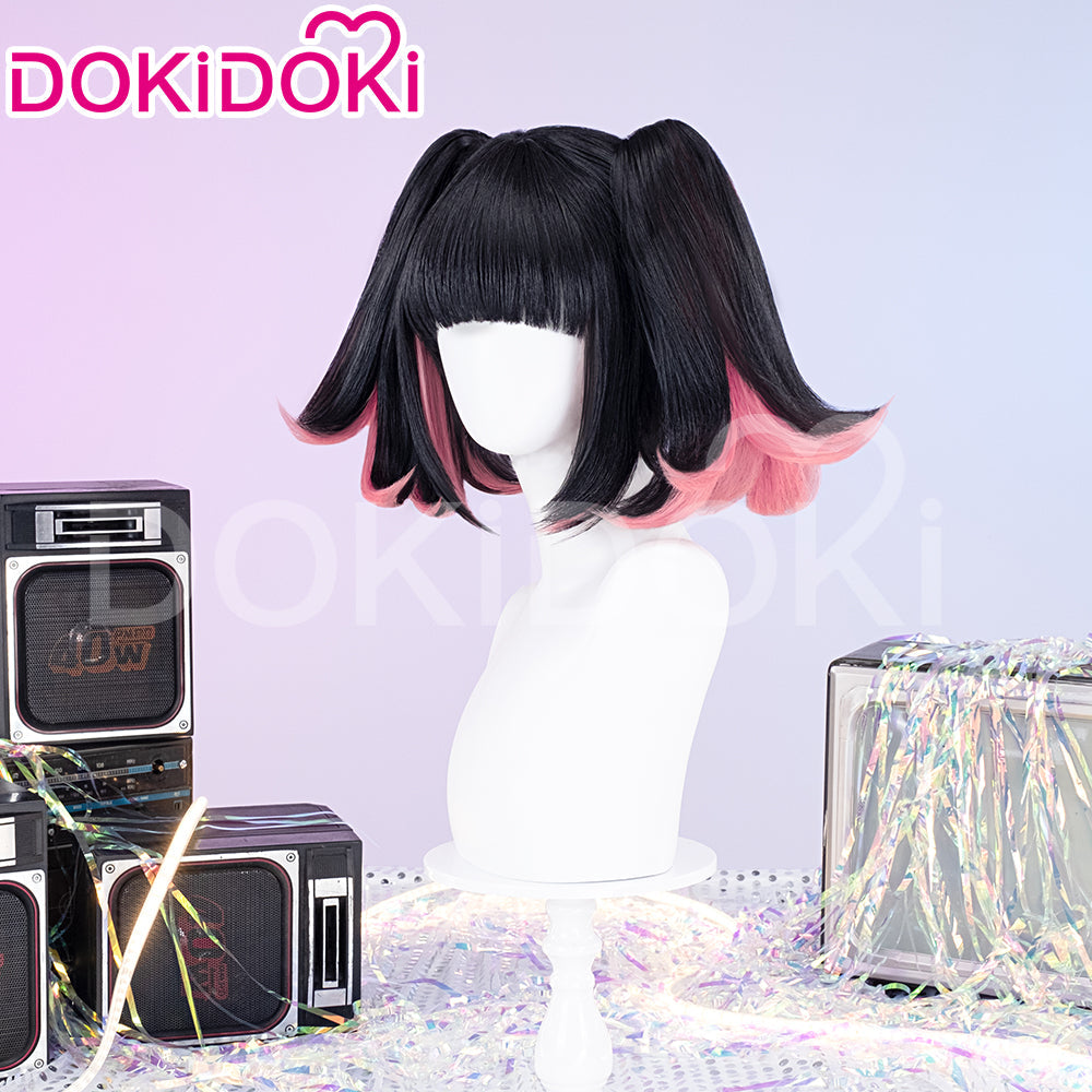 DokiDoki Game Zenless Zone Zero Cosplay Nangong Yu Wig Angels of Delusion Short Straight Black Pink Double Tail Hair  ZZZ Nan Gong Yu