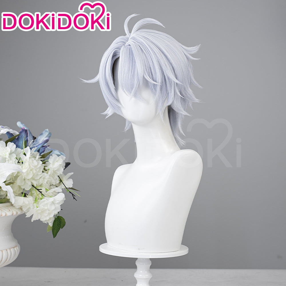 【Partially Ready For Ship】DokiDoki Game Honkai: Star Rail Cosplay Phainon Wig / Weft / Tattoo /  Ear Clips Short Straight Silver Hair Darkening