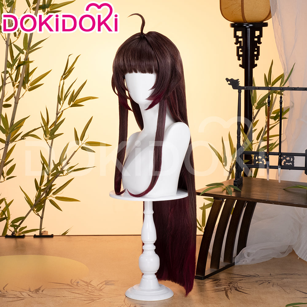 【Ready For Ship】DokiDoki Game Honkai: Star Rail Cosplay Lingsha Wig Long Straight Brown Red Highlight Ling sha