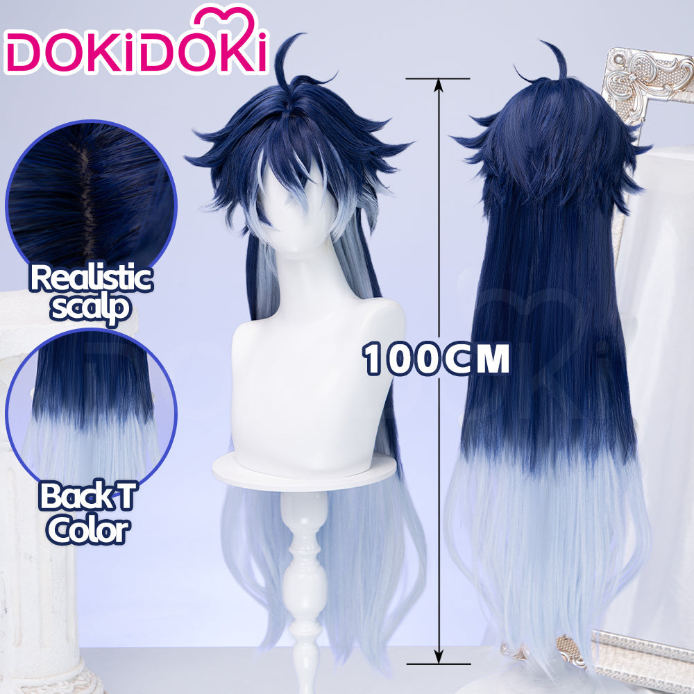 DokiDoki Game Genshin Impact Cosplay Flins Wig Long Blue Gradient Hair Song of the Welkin Moon