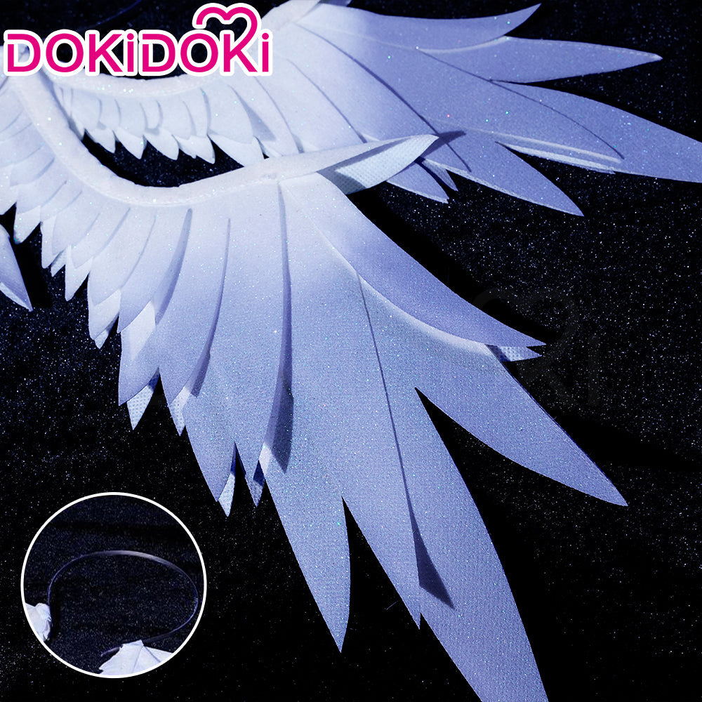 【Ready For Ship】DokiDoki Game Honkai: Star Rail Cosplay Sunday Wig Long Straight Grey Hair/ Earring / Ear Feather Hair Clips / Seraphim Wings Headwear