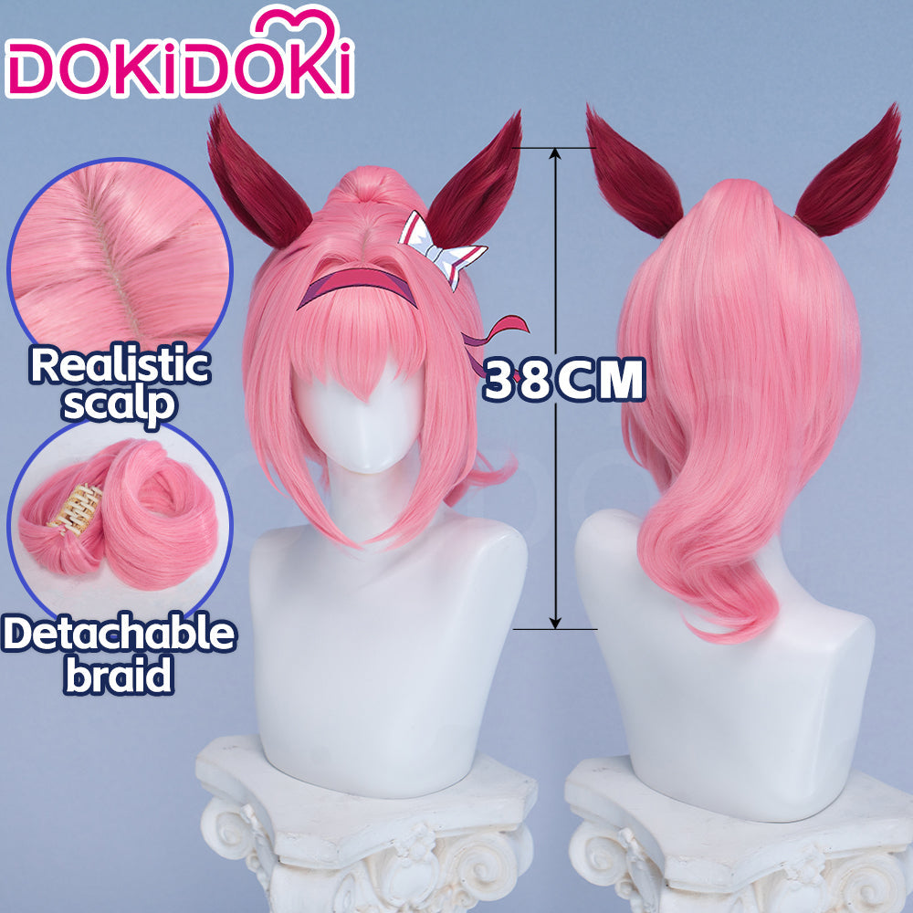 【Ready For Ship】DokiDoki Game Cosplay Wig / Tail Long Curly Pink Hair Ponytail Detachable Braid