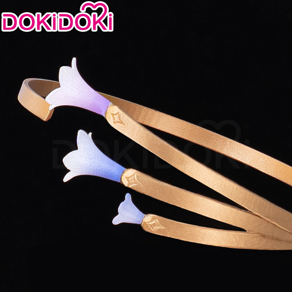 【Ready For Ship】DokiDoki Game Honkai: Star Rail Cosplay Robin Wig Long Curly Blue Gradient Hair / Earring / Ear Feather Hair Clips/ Wreath Headpiece